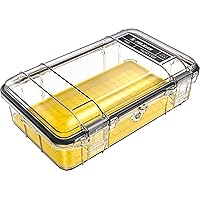 Pelican M60 Micro Case - Waterproof Case (Dry Box, Field Box) for iPhone, GoPro, Camera, Camping, Fishing, Hiking, Kayak, Beach and More (Yellow/Clear)