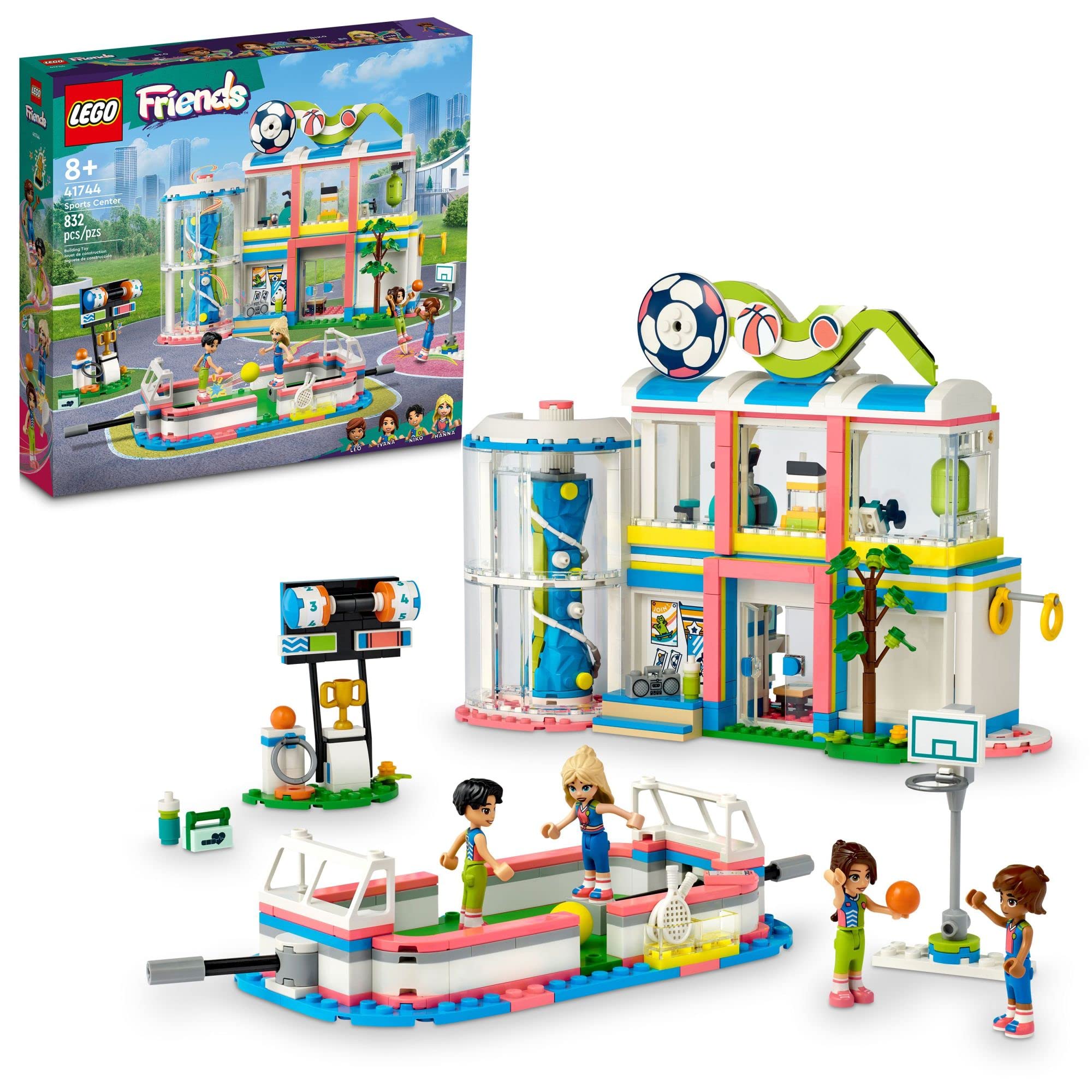 LEGO Friends Sports Center 41744 Building Toy Set,  Fun for Boys and Girls Ages 8+, Includes Football, Basketball and Tennis Games, A Fun Gift for Kids Who Love Sports and Pretend Play