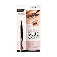 KISS Lash GLUEliner, Matte Finish, Foolproof Easy Touch-Up False Eyelash Glue and Eyeliner, Two in One Liner and Lash Glue, Black, 0.7 mL, 0.02 fl. oz.
