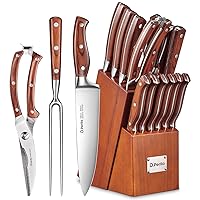  Knife Set, D.Perlla 16 Pieces White Kitchen Knife Set with  Acrylic Stand, High Carbon Stainless Steel, Non Stick Coated Knife Block Set,  No Rust, Non Slip Handle, Sharp Knife: Home 
