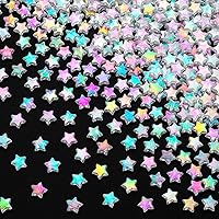 OIIKI 600PCS Cute Star Shape Beads, White AB Star Charm Beads, ABS Plastic Beads, 11x4mm Star Decorative Accessories for DIY Crafts, Jewelry Making, Necklace, Bracelets, Earrings for Women, Girls