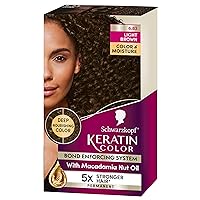 Schwarzkopf Keratin Color Permanent Hair Dye Cream, 6.83 Light Brown, 1 Application - Salon Inspired Hair Color Enriched with Keratin and Macadamia Nut Oil - Hair Dye with Pre-Serum, all Hair Types
