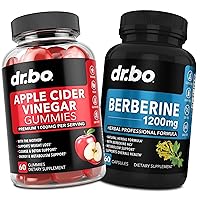 ACV Gummies & Berberine Supplement Capsules - 1000MG Apple Cider Vinegar Gummies & Berberine HCL 1200mg Pills for Digestion, Gut Health & Metabolism