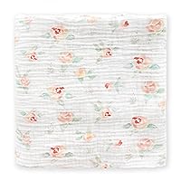 SwaddleDesigns Cotton Muslin Swaddle Blanket, Receiving Blanket for Baby Boys & Girls, Best Registry Gift, 46x46 inches, Watercolor Peachy Pink Floral