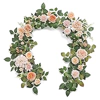 YYHUAWU 6FT Artificial Rose Flower Runner Rustic Flower Garland Mantle Floral Arrangements DIY Wedding Ceremony Backdrop Arch Flowers Table Centerpieces Decorations