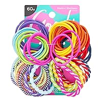 Kids Ouchless Elastic Hair Ties – 2 Color Options Brights or Pastels - Perfect for Fine, Curly Hair and Sensitive Scalps - Pain Free Hair Accessories for Children, Girls and Boys, 60 Count