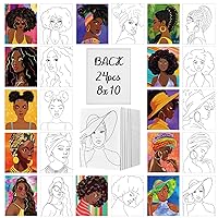 Ctosree 24 Pcs Ctosree Pre Drawn Canvas 8 x 10 Inch Canvas Painting Pre Drawn Stretched Outline Canvas Painting Boards Back to School Paint Party Favor for Student Adults Kids, No Pigment (Afro Queen)