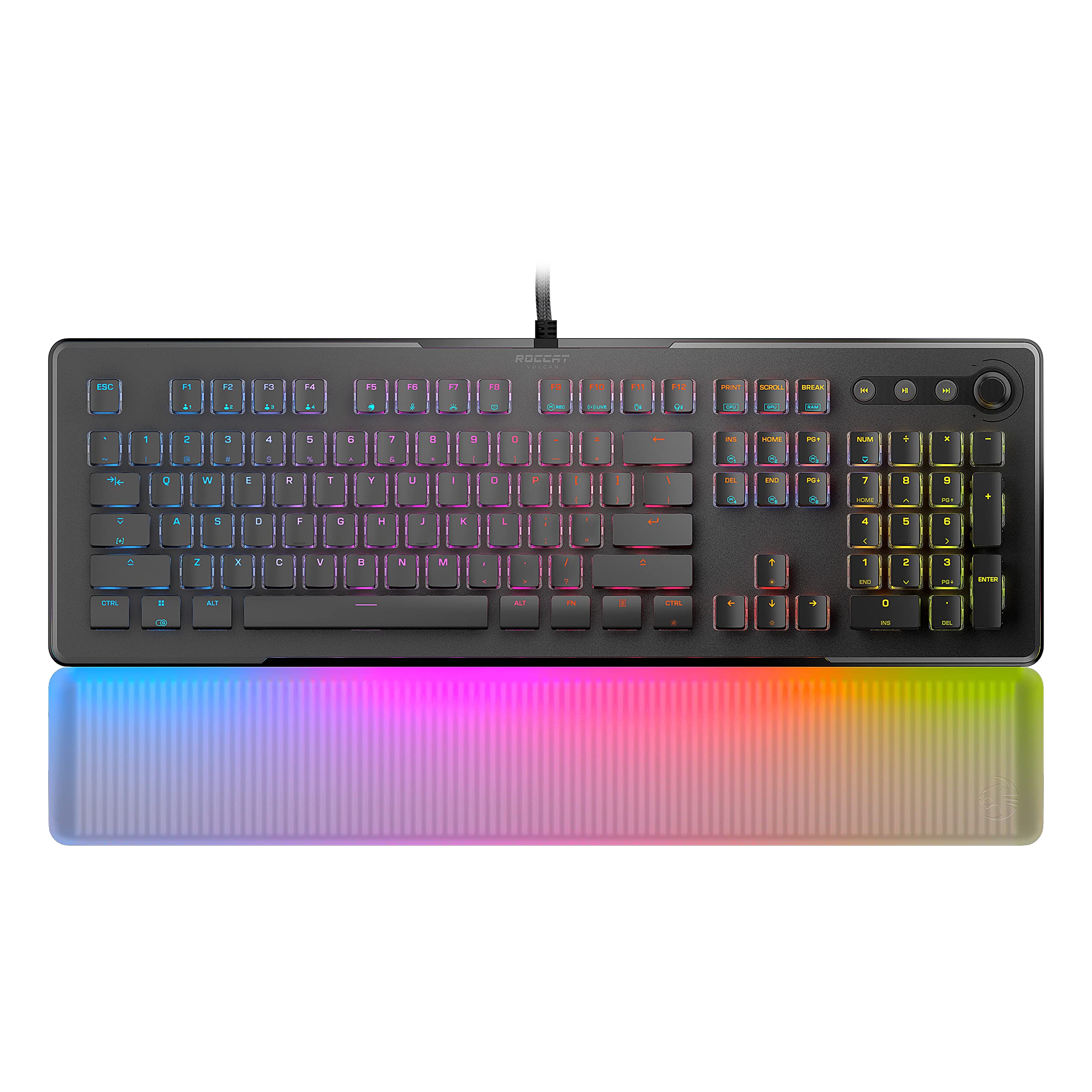 ROCCAT Vulcan II Max – Optical-Mechanical PC Gaming Keyboard with Customizable RGB Illuminated Keys and Palm Rest, Titan II Smooth Linear Switches, Aluminum Plate, 100M Keystroke Durability – Black