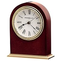 Howard Miller Priest River Table Clock 547-779 – Modern Arched Shaped Clock, Low-Gloss Rosewood Hall Finish, Brass Finish Metal Bass, Felt Bottom, Quartz Movement