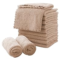 Microfiber Facial Cloths Fast Drying Washcloth 12 pack - Premium Soft Makeup Remover Cloths - Brown