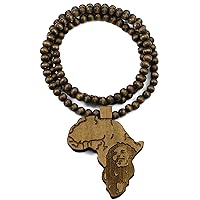 Africa Good Wood Brown Color Replica Pendant with 36 Inch Necklace Bob