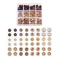 Pandahall 120pcs Coconut Shell Sewing Buttons 2 Holes Flower Leaf Basic Sewn-On Craft Buttons 12 Styles for DIY Sewing Clothing Accessories Scrapbooking Decor 0.4-0.5 Inch