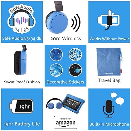 Made for Amazon, Bluetooth Headphones, Ages (8-15)