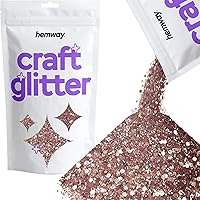 Hemway Craft Glitter - Multi-Size Chunky Fine Glitter Mix for Arts Crafts Tumbler Resin Painting Decorations Epoxy, Cosmetics for Nail Body Festival Art - Rose Gold - 100g / 3.5oz