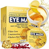 Under Eye Mask, 24 Gold Hydrating Eye Patches, Amino Acid & Collagen Eye Masks For Dark Circles And Puffiness, Women And Man Eye Bags Treatment For Face Care, Under Eye Wrinkle Patches
