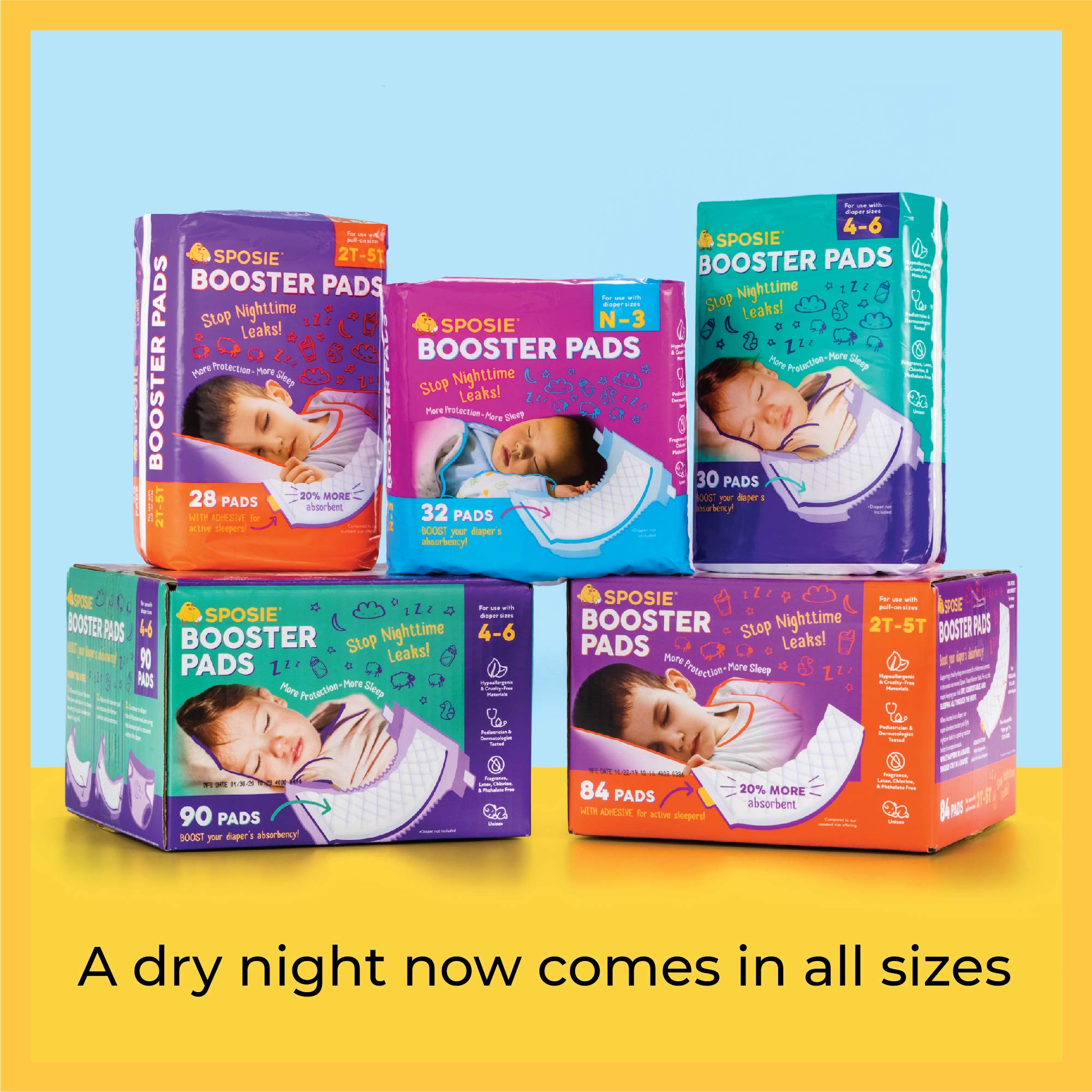 Sposie Diaper Booster Pads Size 4-6, 180 Count - Diaper Pads Inserts Overnight, Cloth Diaper Inserts and Overnight Diapers, Diaper Liners Baby Products, Nighttime Diapers