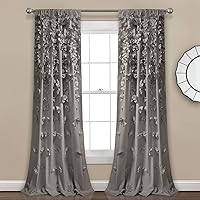 Riley Window Curtain Panel - Charming Handmade Bow Details - Elegant Light Filtering Single Curtain for Living Room, Dining Room, or Bedroom - 54