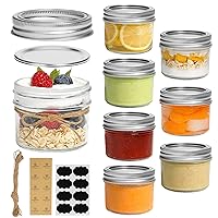 ComSaf Mini Mason Jars 4oz - 8 Pack, Regular Mouth Mason Jar with Lids and Seal Bands, Small Glass Canning Jar for Spice, Jam, Honey, Jelly, Dessert, Shower Wedding Favors, DIY Candles Decor