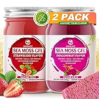 Sea Moss Gel Organic Raw (12oz+12oz), Wildcrafted Superfood Irish Seamoss Gel, Rich in 102 Vitamins & Minerals, Nutritional Supplement for Immune and Digestive Support, Strawberry + Dragonfruit