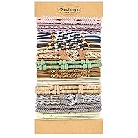 Boho Hair Ties Bracelets for Women, 24PCS Hair Tie Bracelets 5 Styles Boho Hair Accessories 12 Colors Hair Ties No Damage for Thick Hair