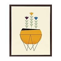 Kate and Laurel Sylvie Modern Planter Framed Canvas Wall Art by Amber Leaders Designs, 18x24 Walnut Brown