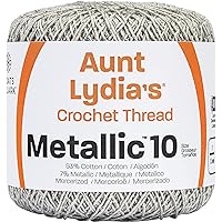 Coats Crochet Metallic Crochet Thread, 10, Silver/Silver