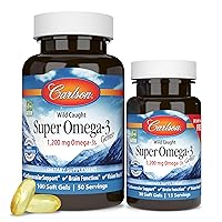 Super Omega-3 Gems, 1200 mg Omega-3 Fatty Acids with EPA and DHA, Wild-Caught Norwegian Supplement, Sustainably Sourced Fish Oil Capsules, Omega 3 Supplements, 100+30 Softgels