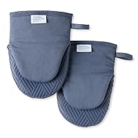 Basketweave Soft Silicone Mini Oven Mitt 2-Pack Set, Heat Resistant up to 500F, Flexible Silicone, Non-Slip Grip, Blue, 5.5