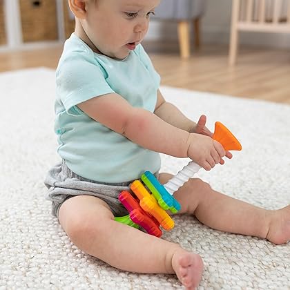 Fat Brain Toys MiniSpinny - Travel-Friendly Spinning, Textured Sensory Baby Toy