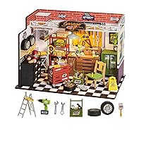Rolife DIY Miniature House Kit Garage Workshop, Build 1/20 Mini House Building Kit with LED Craft Kits for Aduls Gifts for Him Her Kids