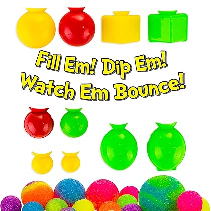 Creative Kids DIY Magic Bouncy Balls - Create Your Own Crystal Powder Craft Kit for Includes 25 Bags of Multicolored & 5 Molds Makes Up to 43