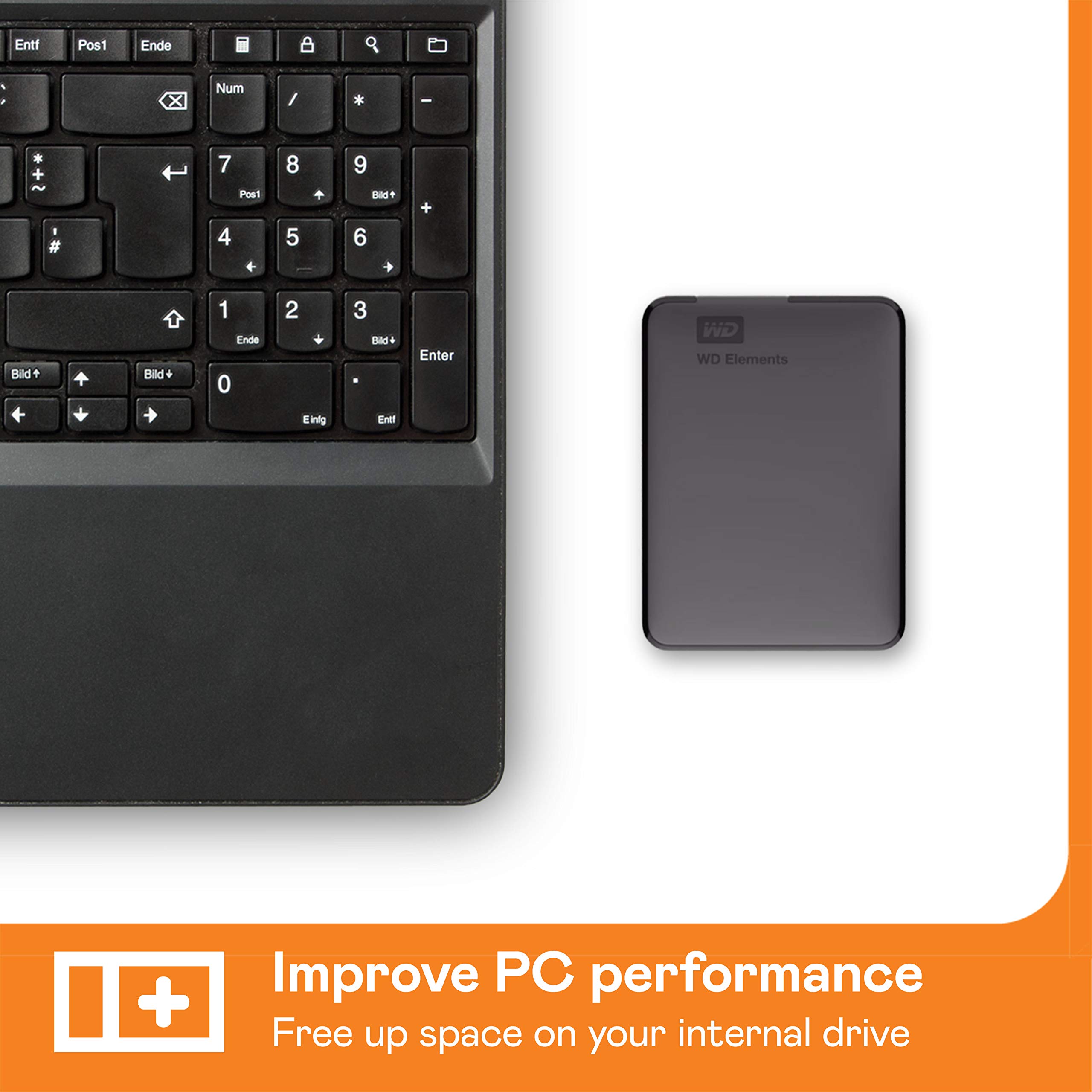 WD 1TB Elements Portable HDD, External Hard Drive, USB 3.0 for PC & Mac, Plug and Play Ready - WDBUZG0010BBK-WESN, Black