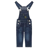 KIDSCOOL SPACE Baby Little Girls Denim Overalls,Toddler Big Boys Adjustable Jeans Workwear