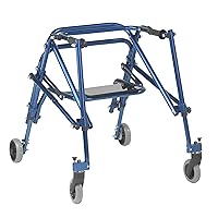 Drive Medical Nimbo 2G Mobility Aid Lightweight Posterior Walker with Seat, Medium, Knight Blue