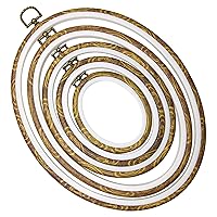 5Pcs Oval Embroidery Hoop - Imitation Wood Cross Stitch Hoop Frame Set, Display Embroidery Rings for Needlepoint Sewing Craft (5 Different Sizes)