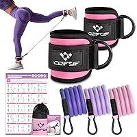 Ankle Resistance Bands with Cuffs, Ankle Bands for Working Out, Ankle Band Cuff for Kickbacks Hip, Leg Glute Exercise Equipment with Training Poster, Resistance Band with Ankle Cuffs for Women