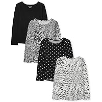 girls Long Sleeve High Low Top 4 Pack