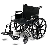 Graham-Field 3G010550 Everest & Jennings Traveler HD Wheelchair, Detachable Full Arms & Elevating Legrests, Silvervein Color, 24