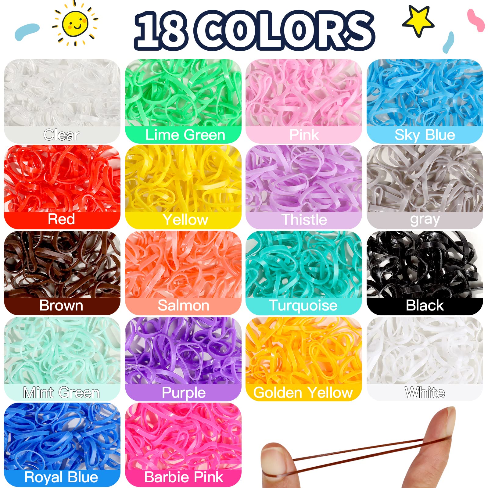 Elastic Hair Bands, YGDZ 1500pcs Hair Rubber Bands and 120pcs Baby Hair Ties with Organizer Box, Colorful Small Hair Tie Set with Hair Tail Tools, Rat Tail Comb, Hair Accessories for Girl, Toddler