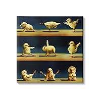 Stupell Industries Yoga Chicks Stretching Farm Animals Funny Exercise Painting, Design by Lucia Heffernan Canvas Wall Art, 17 x 17, Yellow