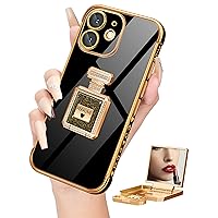 Buleens for iPhone 11 Case with Metal Perfume Bottle Mirror Stand, Cute Women Girly Heart Cases for iPhone 11 Phone Case, Elegant Luxury Phone Cover for 11 Phone Case 6.1'' Black