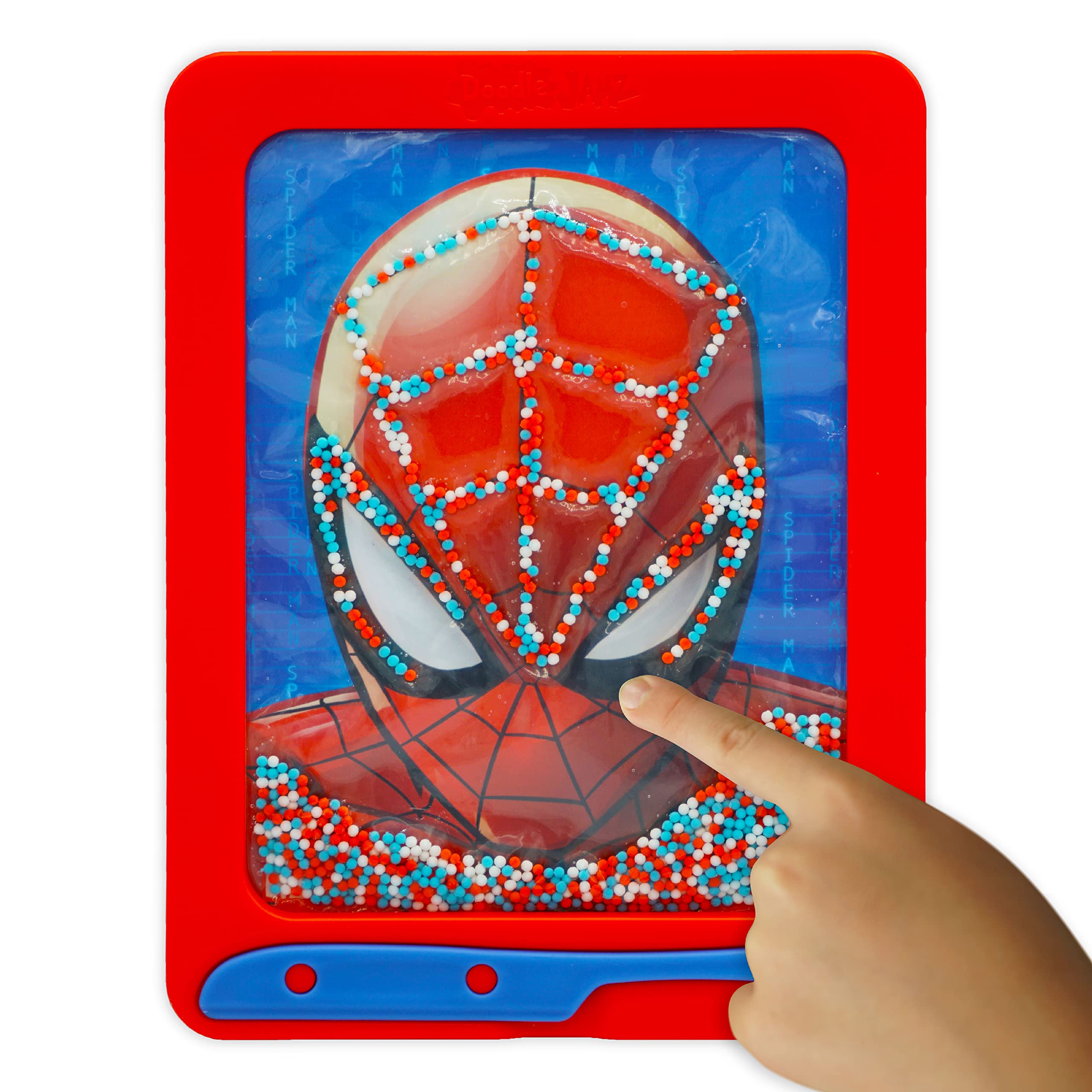 DoodleJamz Marvel JellyPics - Sensory Drawing Pads Filled with Non-Toxic Squishy Beads and Gel – Includes Stylus, Removable 2-Sided Emoji Backer Card (Spider-Man + Hulk Bundle)