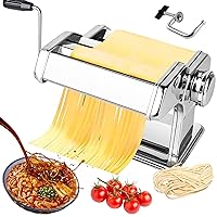 Hand Crank Pasta Roller and Cutter Machine, Manual Pasta Maker Machine, Stainless Steel Manual Noodles Press Machine Pasta Maker, 6 Adjustable Thickness Settings, for Home Kitchen