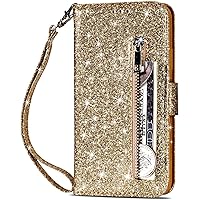Case Compatible for iPhone 13/13 Mini/13 Pro/13 Pro Max, Bling Premium Leather Wallet Flip Cover with Card Holder Magnetic Closure (Color : Gold, Size : 13pro max 6.7