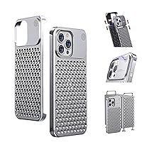 Compatible with iPhone 15 Pro/Pro Max Metal Case [Aviation Aluminum Alloy] Ultra-Thin Frameless Slim Lightweight Heat Dissipation Cooling Camera Cover Protective Cases (Silver,Pro Max)