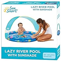 SunSmart Lazy River Kiddie Pool with Two Toy Duckies, Inflatable Kids Pool with Removable UPF50 Sunshade Canopy, Heavy Duty Toddlers Pool