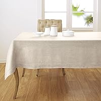 Solino Home Linen Tablecloth 60 x 144 Inch – 100% Pure Linen Classic Hemstitch Light Natural Tablecloth – Machine Washable Dining Tablecloth