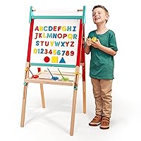 Battat –Wooden Art Easel All in 1– Art Toys for Toddlers & Kids – Creative Toys – Chalkboard & Magnetic White Board – Ages 3 + – Creation Station Art Easel (61 Pcs)