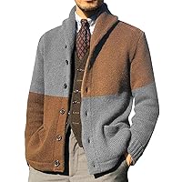 DuDubaby Fall Sweaters for Men Cardigan Sweaters Casual Shawl Long Sleeve Button Up Knited Sweaters