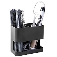 MyGift Black Metal Wall Mount Hair Tools Holder with 2 Slots, Salon Hair Styling Accessories Organizer Rack, Blow Dryer, Straightener and Curling Iron Holder